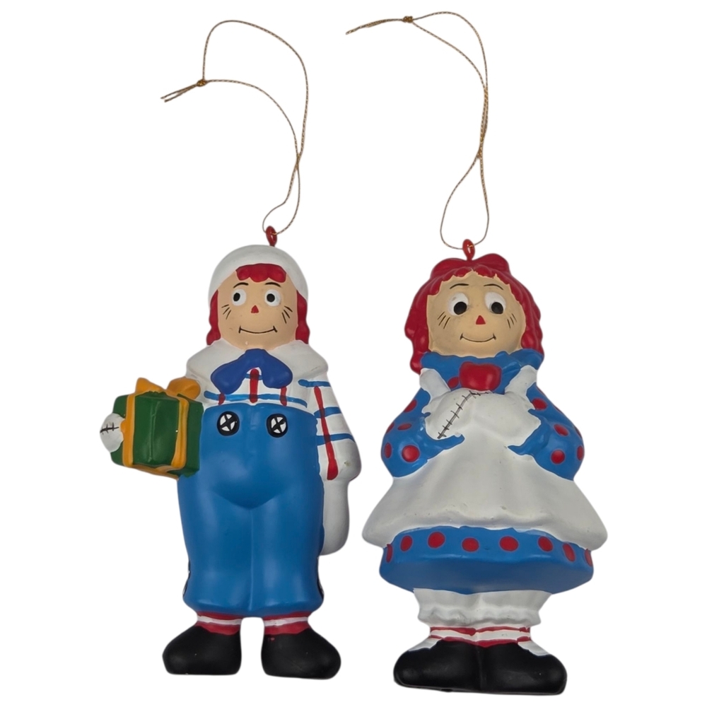 Raggedy Ann and Andy 3.75" Collectible Plastic Ornaments - 1992 Macmillan